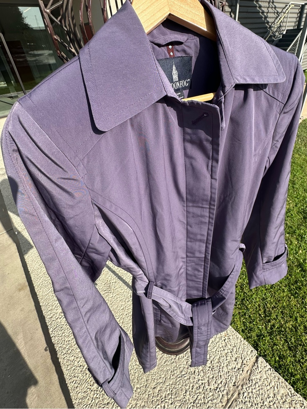 London Fog Women Lavender Trench Coat Lightweight Minimalist Belted Classic Chic - Picture 4 of 16